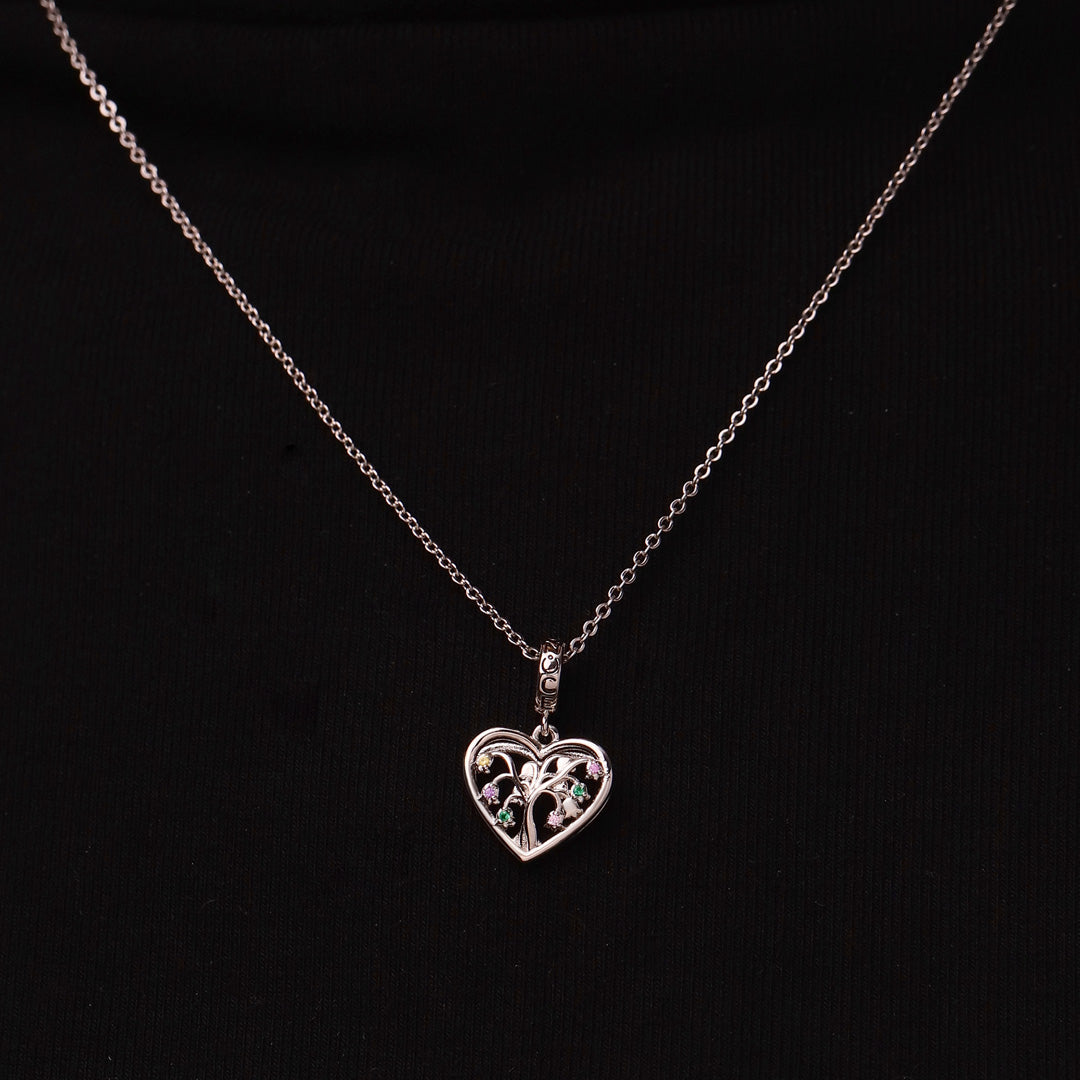 Gnoce Birthstone Lily Tree of Life Charm Platinum-plated Silver Blend_5