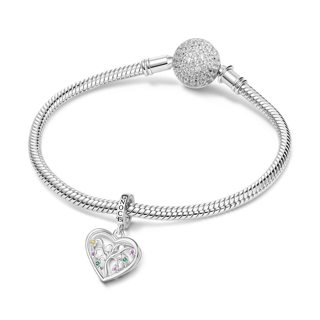Gnoce Birthstone Lily Tree of Life Charm Platinum-plated Silver Blend_4