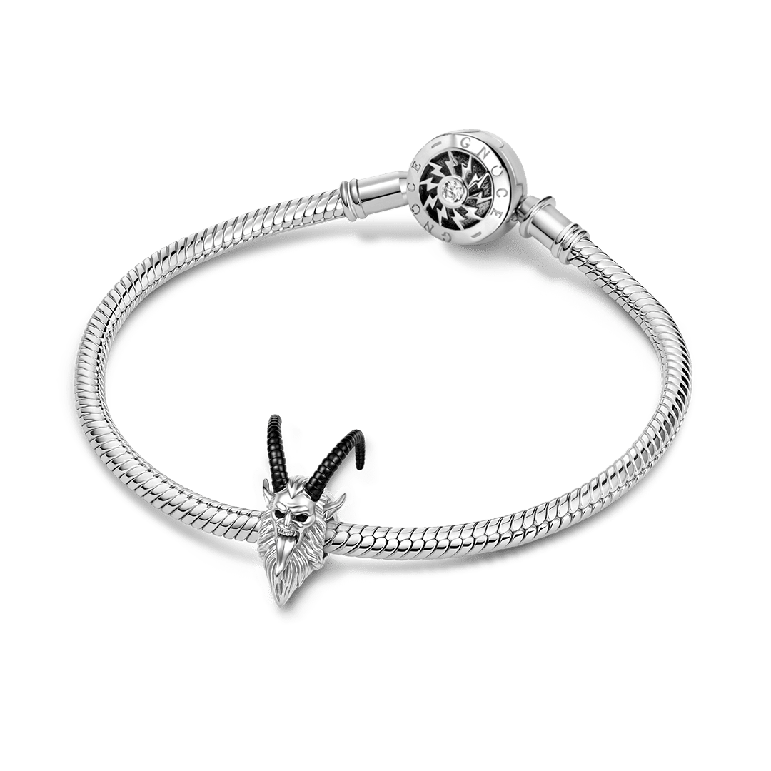 Gnoce Krampus Christmas Demon Through‑hole Bead Charm Platinum‑plated Silver Blend_3