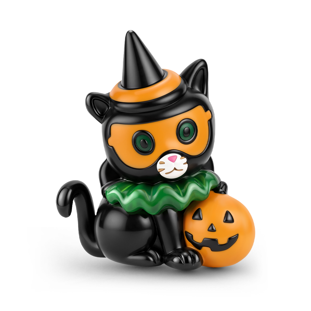 Gnoce Glow‑in‑the‑dark Halloween Black Cat Through‑hole Bead Charm Black Gold-plated Silver Blend_2