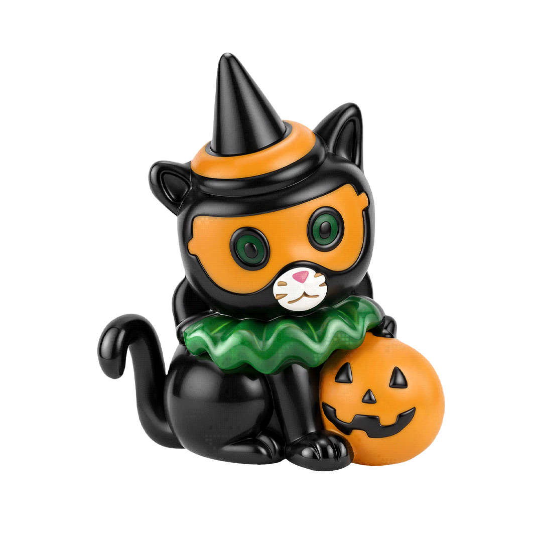 Gnoce Glow‑in‑the‑dark Halloween Black Cat Through‑hole Bead Charm Black Gold-plated Silver Blend_1