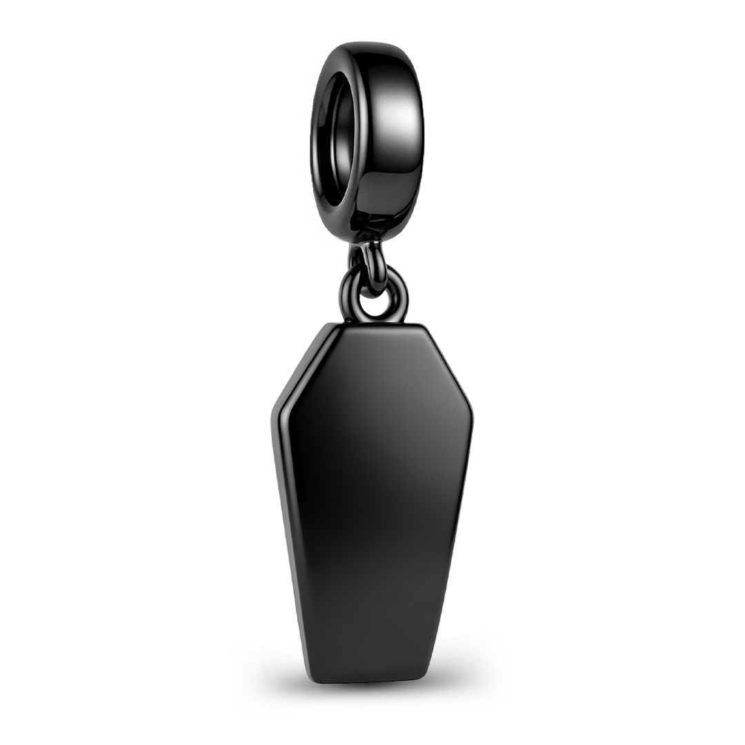 Gnoce Halloween Black Cat Coffin Dangle Charm Black Gold-plated Silver Blend_5