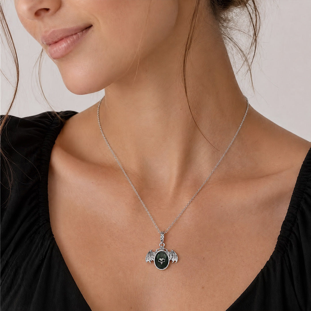 Gnoce Halloween Thermochromic Bat Skull Dangle Charm Platinum‑plated Silver Blend_5
