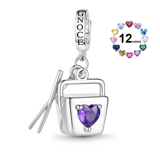 Gnoce Birthstone Custom Takeout Box Clasp Dangle Charm Platinum‑plated Silver Blend_1
