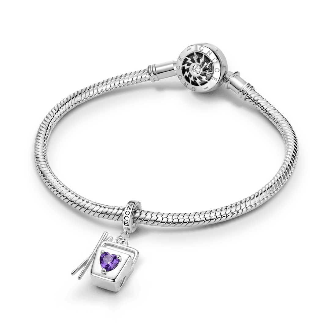 Gnoce Birthstone Custom Takeout Box Clasp Dangle Charm Platinum‑plated Silver Blend_3