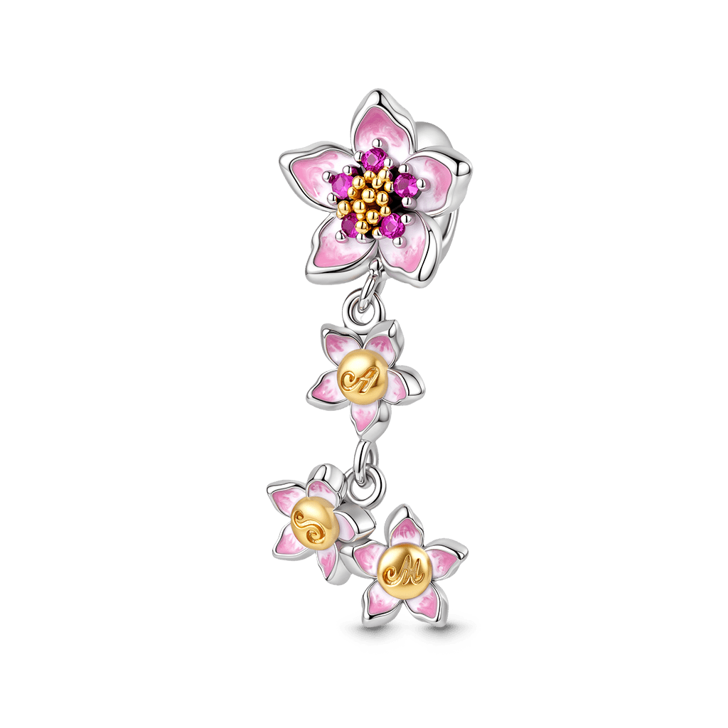 Gnoce Flower Mom Initial Personalized Bead Charm Platinum‑plated Silver Blend_1