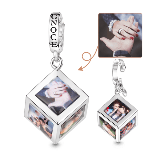 Gnoce Multi‑side Photo Custom Clasp Dangle Charm Platinum‑plated Silver Blend_1