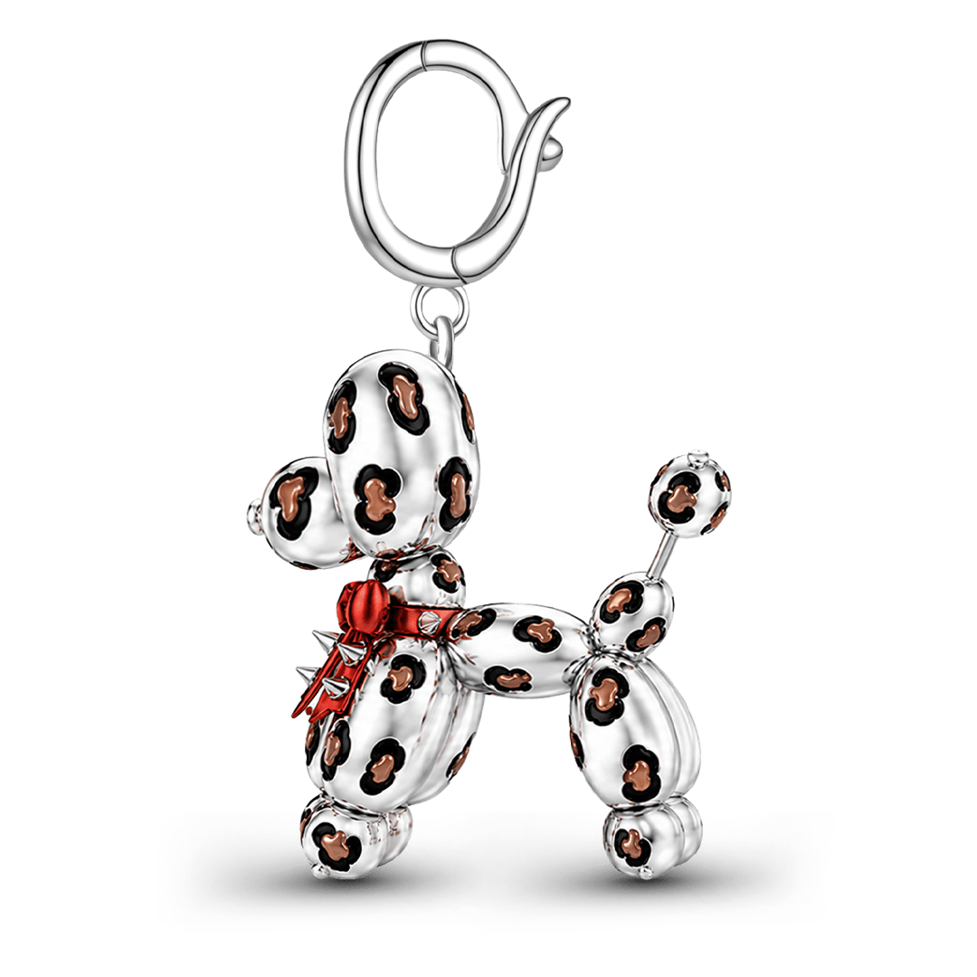 Gnoce British Punk Leopard Print Balloon Dog Clasp Dangle Charm Platinum‑plated Silver Blend_5