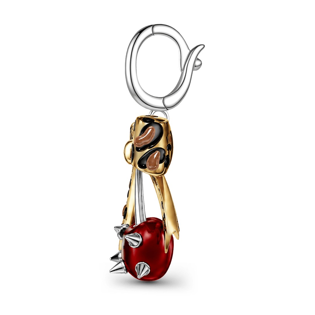 Gnoce British Punk Leopard Print Cherry Clasp Dangle Charm Platinum‑plated Silver Blend_5