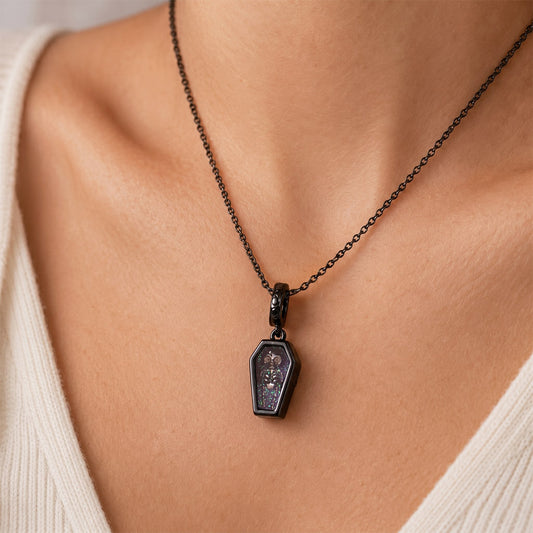 Gnoce Halloween Glow-in-the-Dark Coffin Skeleton Dangle Charm Platinum-plated Silver Blend_3