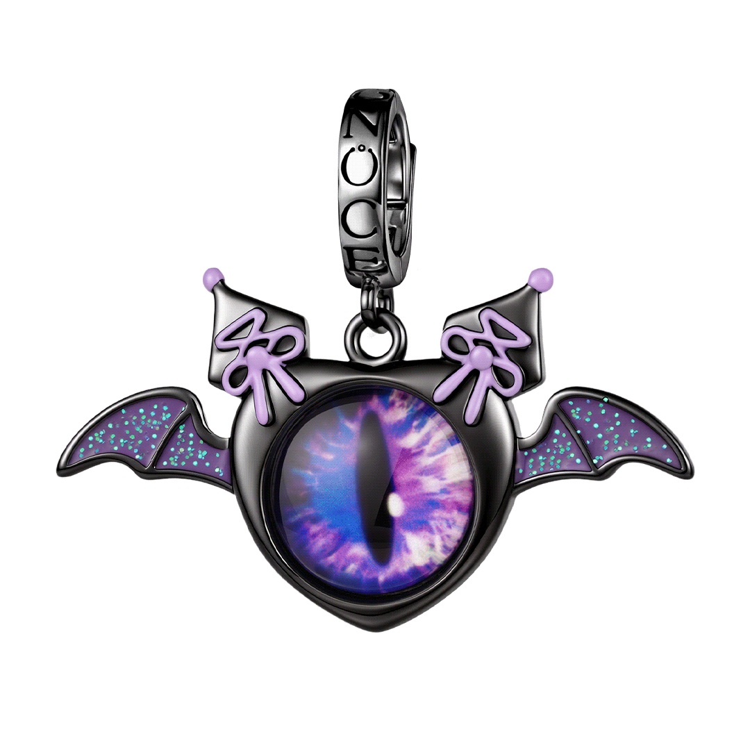 Gnoce Halloween Glow‑in‑the‑dark Heart Demon Dangle Charm Black Gold-plated Silver Blend_1