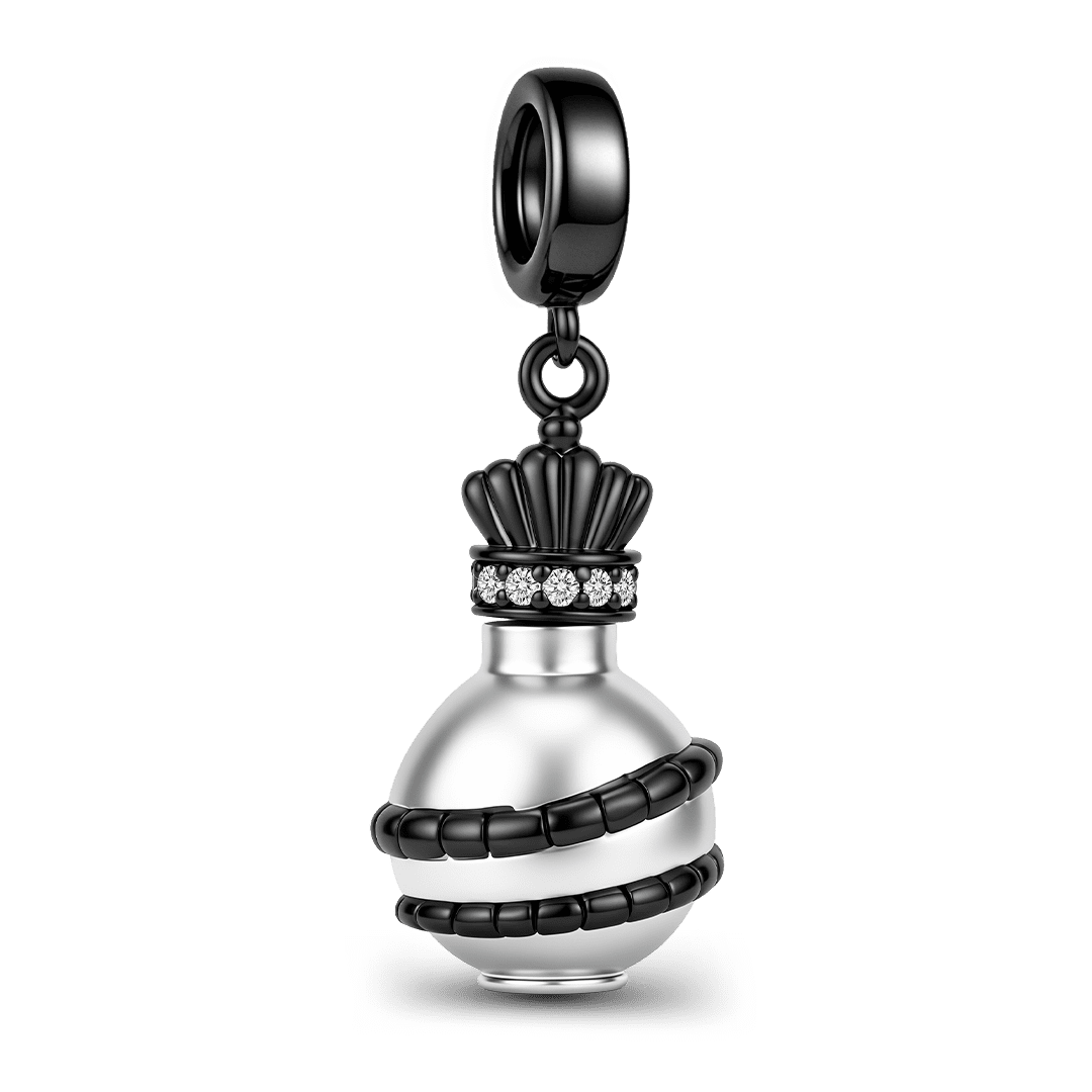 Gnoce Halloween Dark Style Snake Potion Bottle Dangle Charm Black Gold‑plated Silver Blend_6