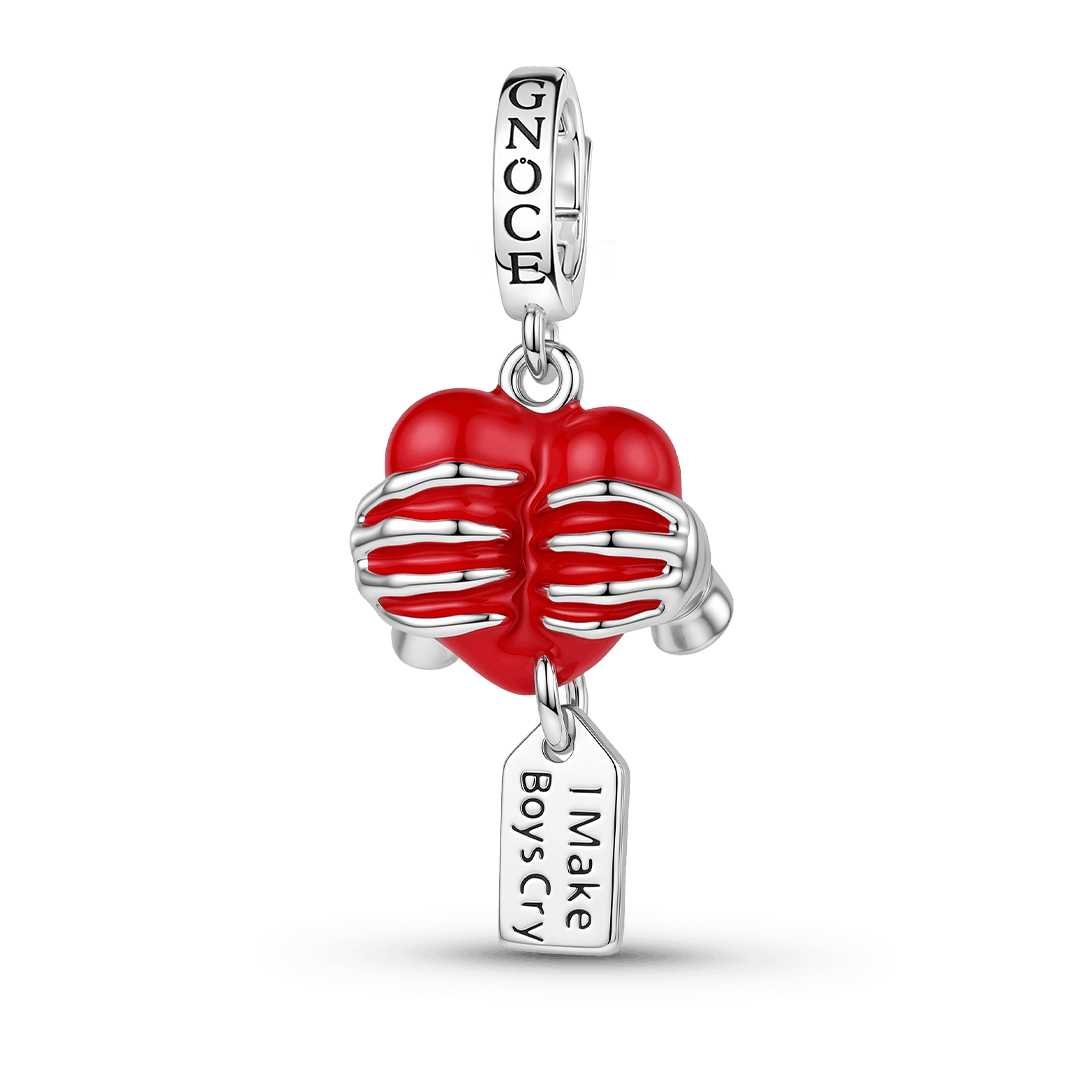 Gnoce Funny Squeeze Heart Dangle Charm Platinum‑plated Silver Blend_1