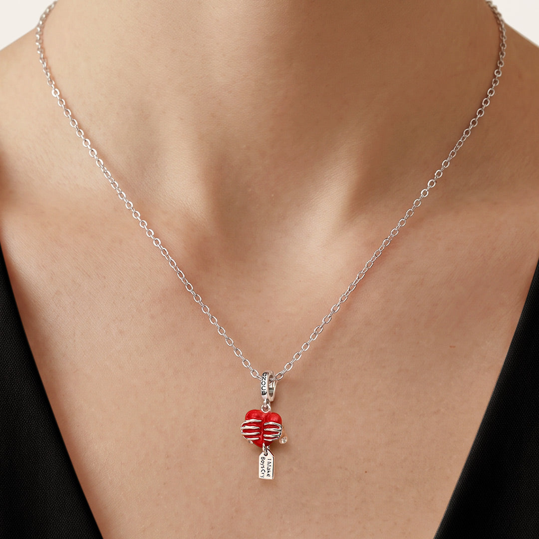 Gnoce Funny Squeeze Heart Dangle Charm Platinum‑plated Silver Blend_4