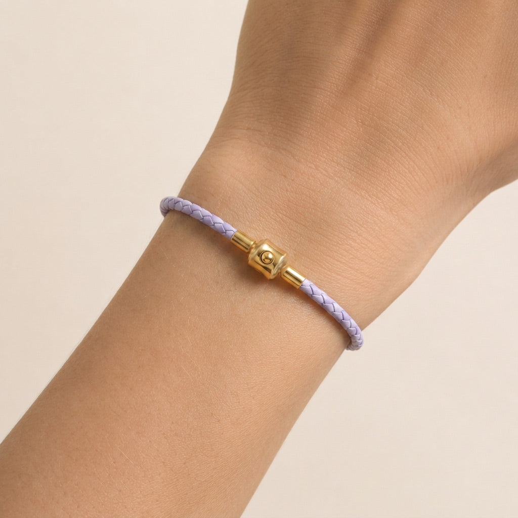 Gnoce Light Purple Round Snap‑Lock Basic Bracelet_2
