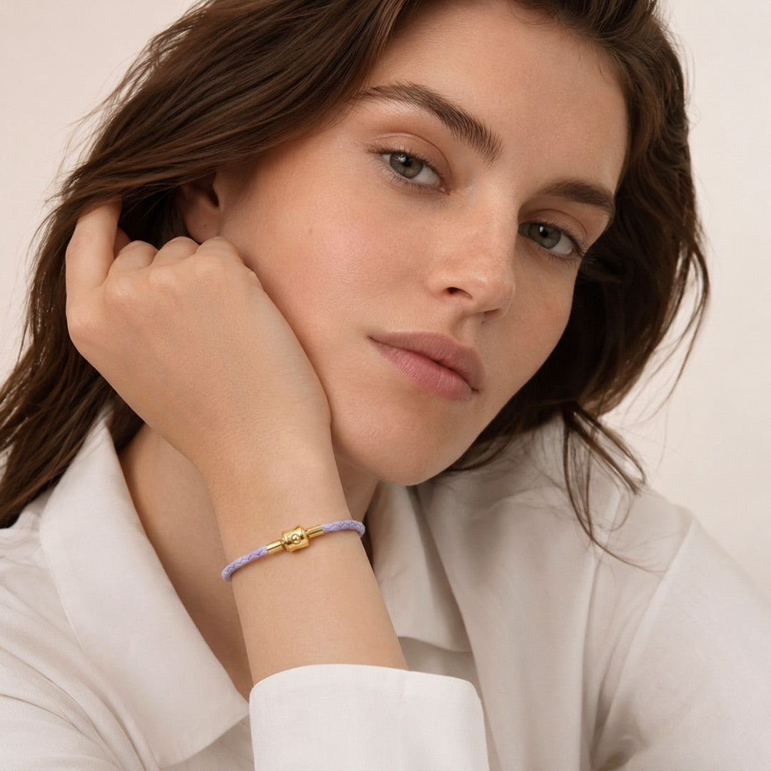 Gnoce Light Purple Round Snap‑Lock Basic Bracelet_3