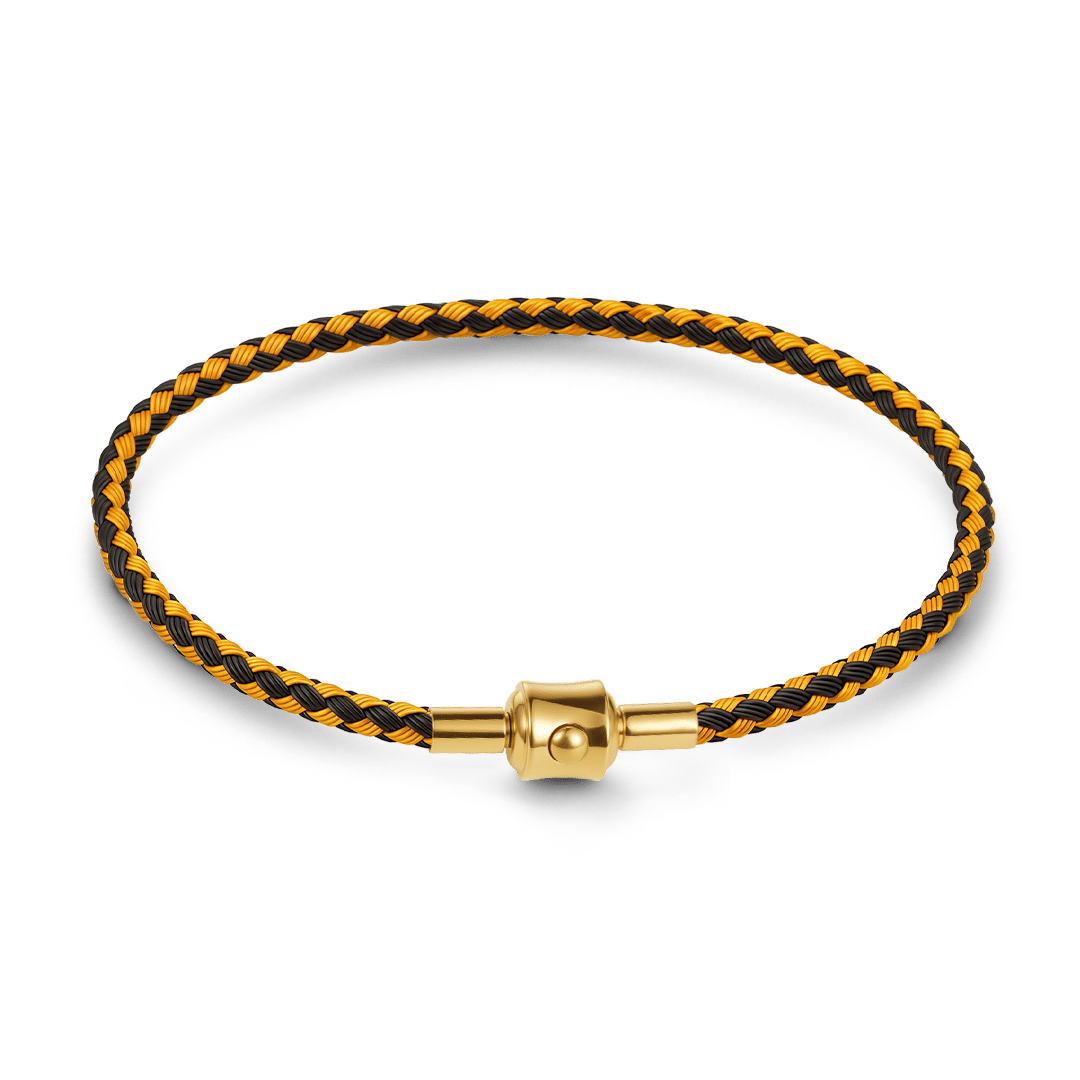 Gnoce 3‑Strand Black‑Gold Two‑Tone Round Snap‑Lock Basic Bracelet_1