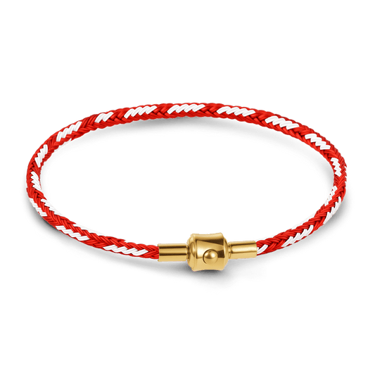 Gnoce Red‑White Two‑Tone Round Snap‑Lock Basic Bracelet_1