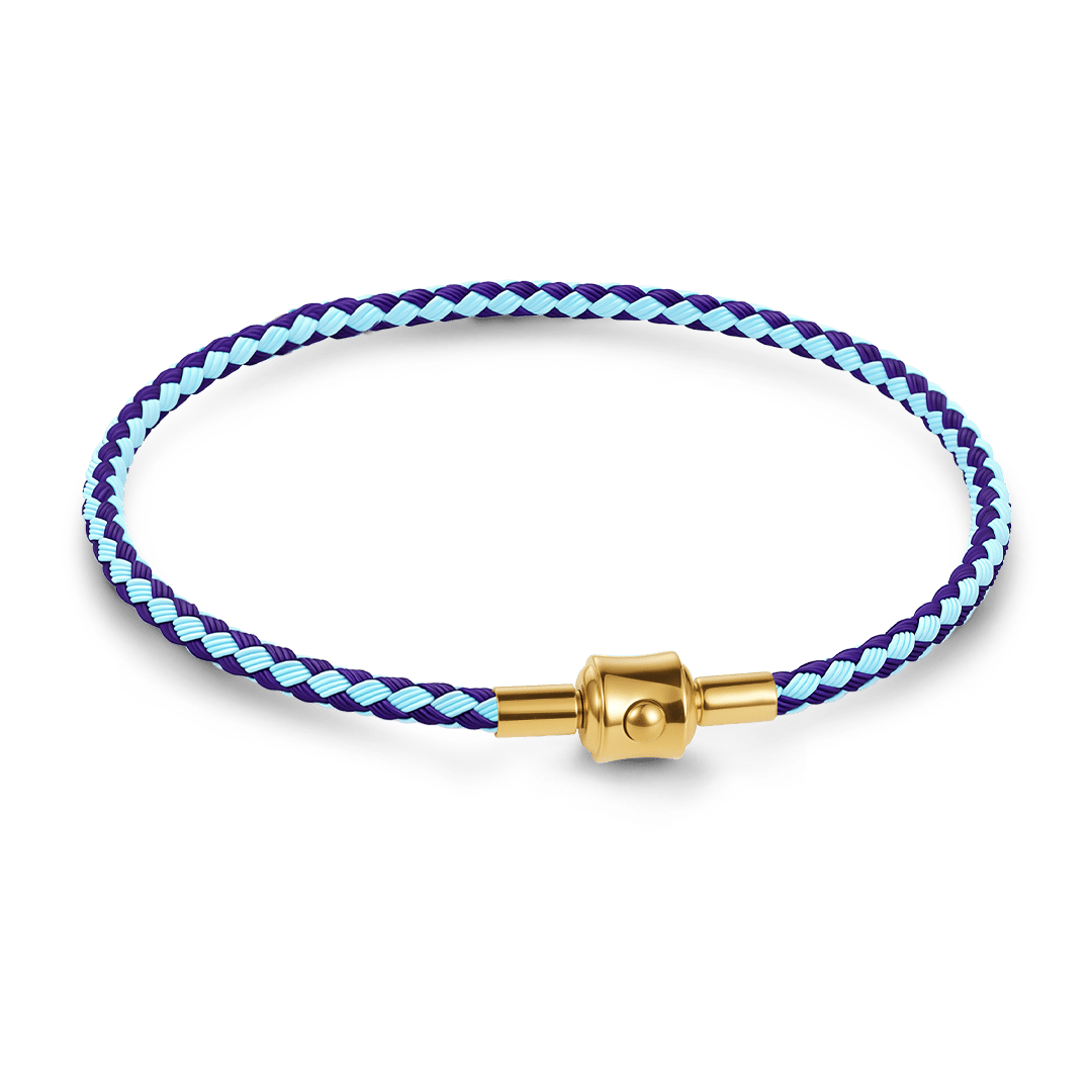 Gnoce Light‑Blue Dark‑Purple Two‑Tone Round Snap‑Lock Basic Bracelet_1