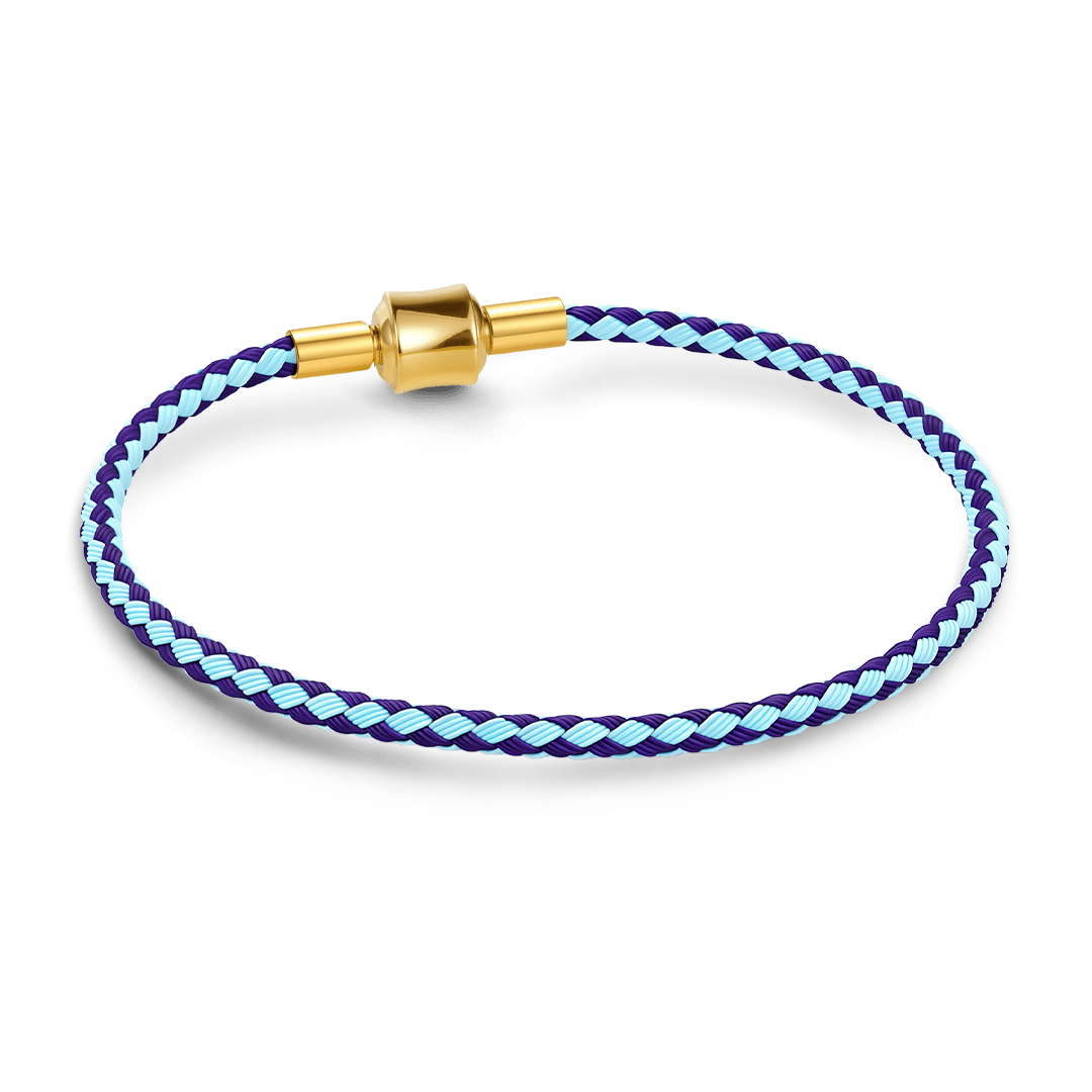 Gnoce Light‑Blue Dark‑Purple Two‑Tone Round Snap‑Lock Basic Bracelet_4