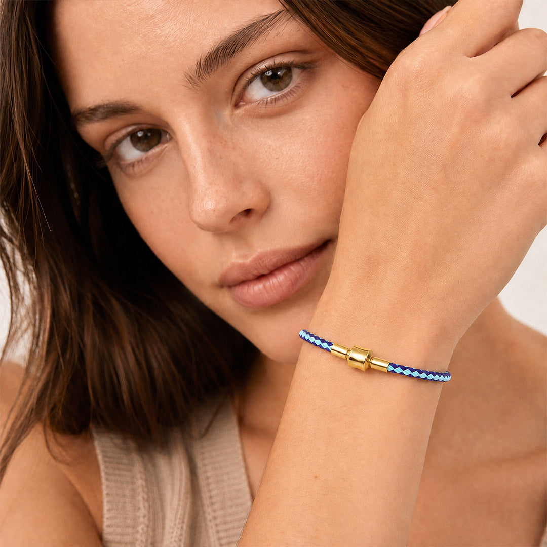 Gnoce Light‑Blue Dark‑Purple Two‑Tone Round Snap‑Lock Basic Bracelet_3