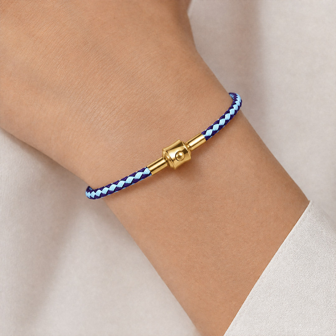 Gnoce Light‑Blue Dark‑Purple Two‑Tone Round Snap‑Lock Basic Bracelet_2