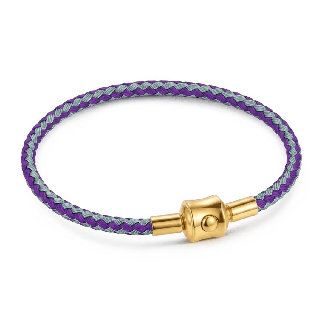 Gnoce Dark‑Purple Blue Two‑Tone Round Snap‑Lock Basic Bracelet_1
