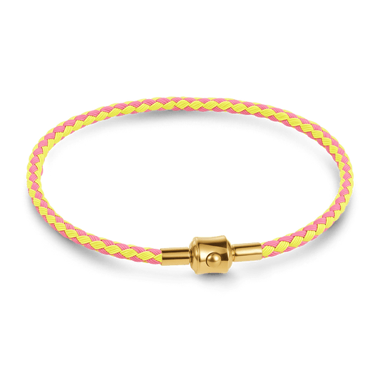 Gnoce Pink‑Fluorescent Yellow Two‑Tone Round Snap‑Lock Basic Bracelet_1