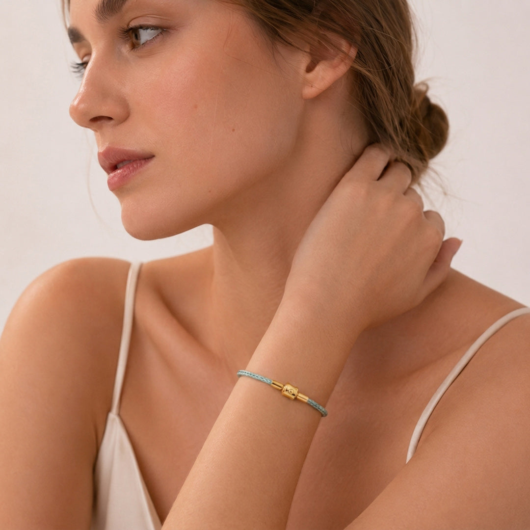 Gnoce Sage‑Green Round Snap‑Lock Basic Bracelet_3