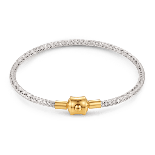 Gnoce Silver‑Tone Round Snap‑Lock Basic Bracelet_1