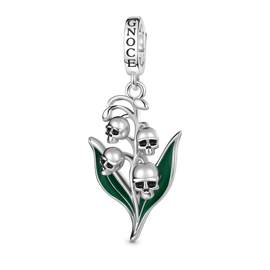 Gnoce Skull Lily of the Valley Pendant Dangle Charm_1