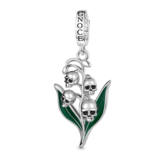 Gnoce Skull Lily of the Valley Pendant Dangle Charm_1