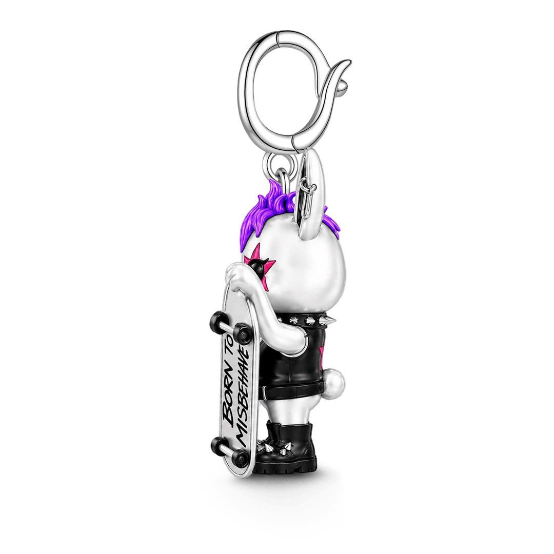 Gnoce Punk Glow‑in‑the‑dark Misfit Rabbit Rebel Clasp Dangle Charm Platinum‑plated Silver Blend_7