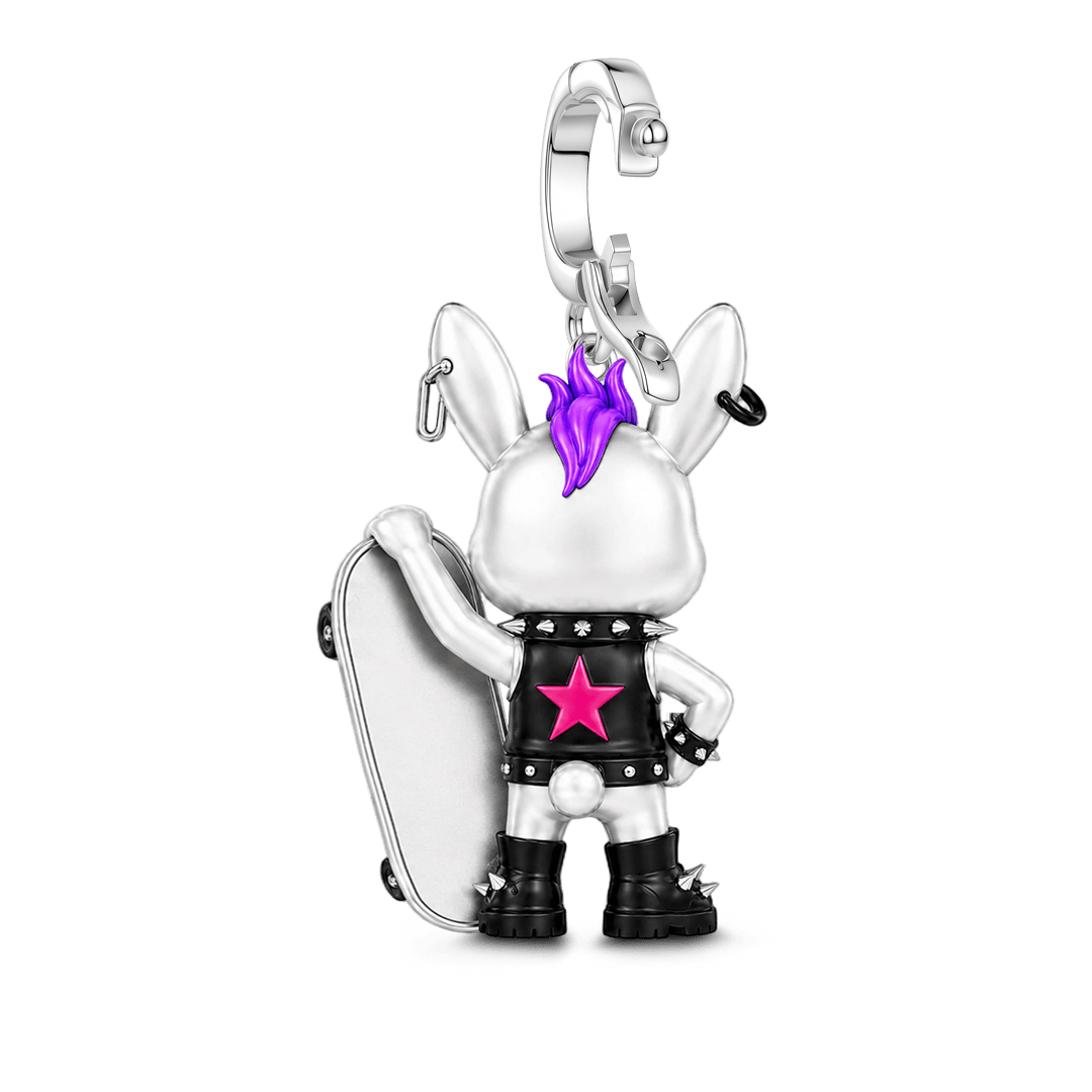 Gnoce Punk Glow‑in‑the‑dark Misfit Rabbit Rebel Clasp Dangle Charm Platinum‑plated Silver Blend_8