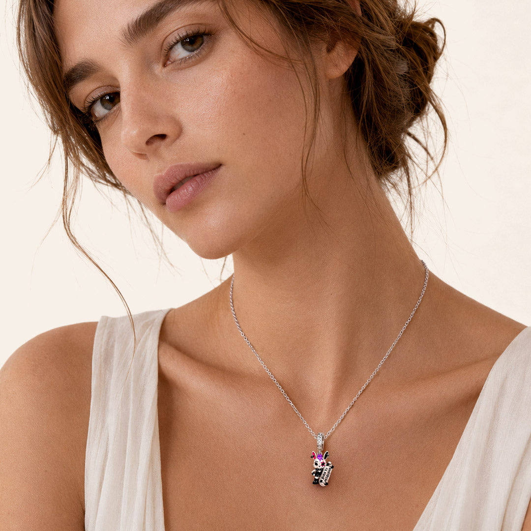 Gnoce Punk Glow‑in‑the‑dark Misfit Rabbit Rebel Clasp Dangle Charm Platinum‑plated Silver Blend_5
