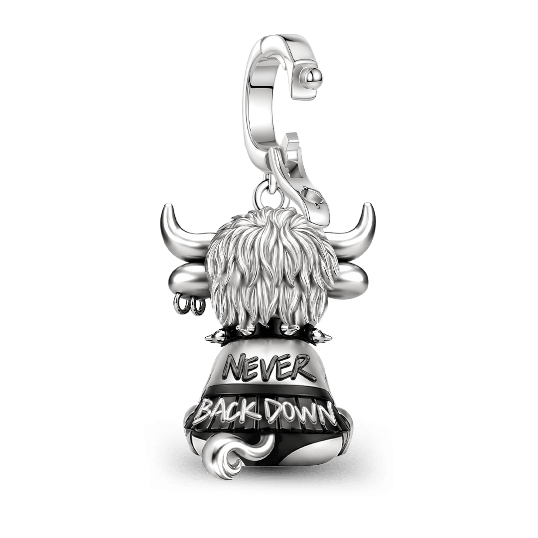 Gnoce Punk Glow‑in‑the‑dark Unbreakable Ox Rebel Clasp Dangle Charm Platinum‑plated Silver Blend_3