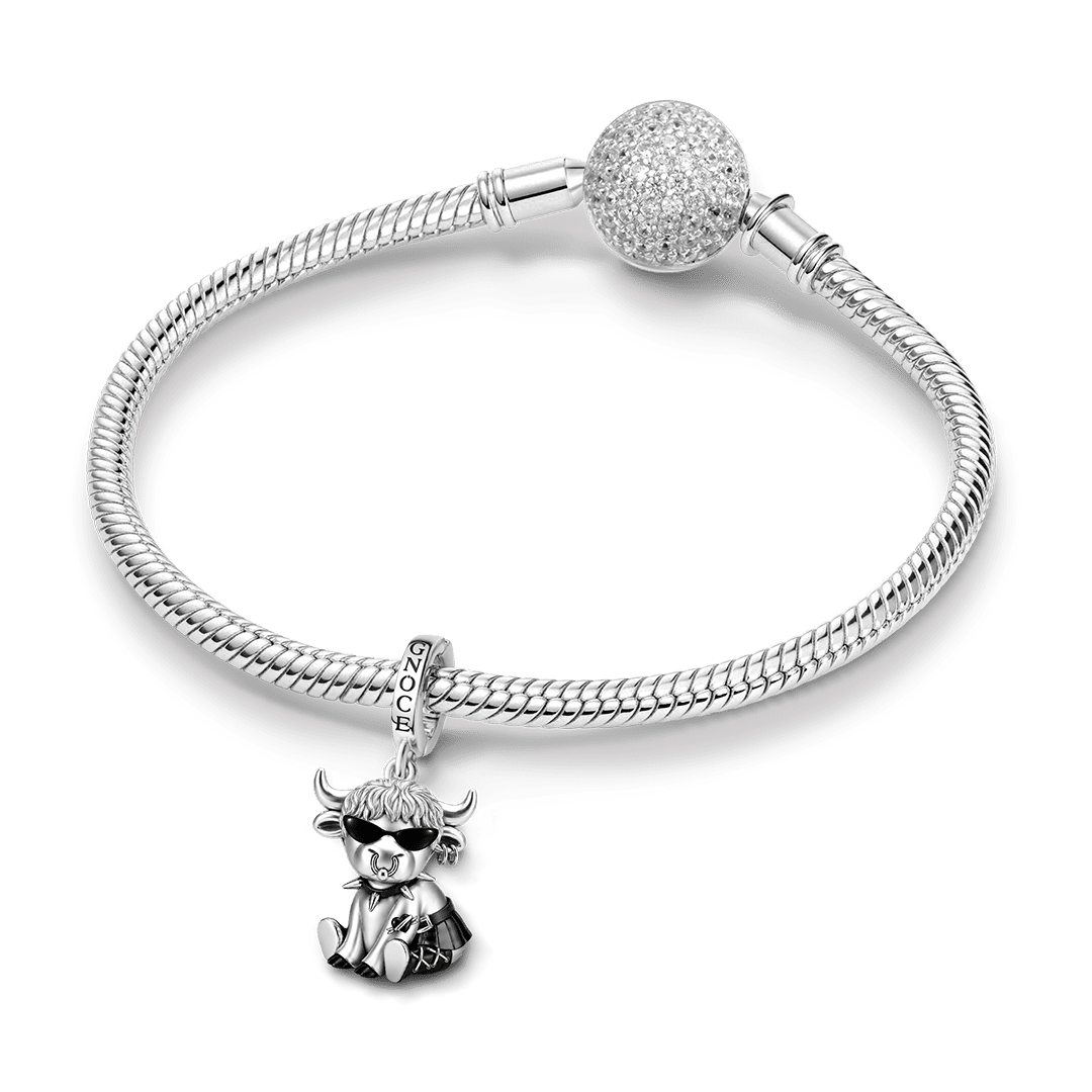 Gnoce Punk Glow‑in‑the‑dark Unbreakable Ox Rebel Clasp Dangle Charm Platinum‑plated Silver Blend_5