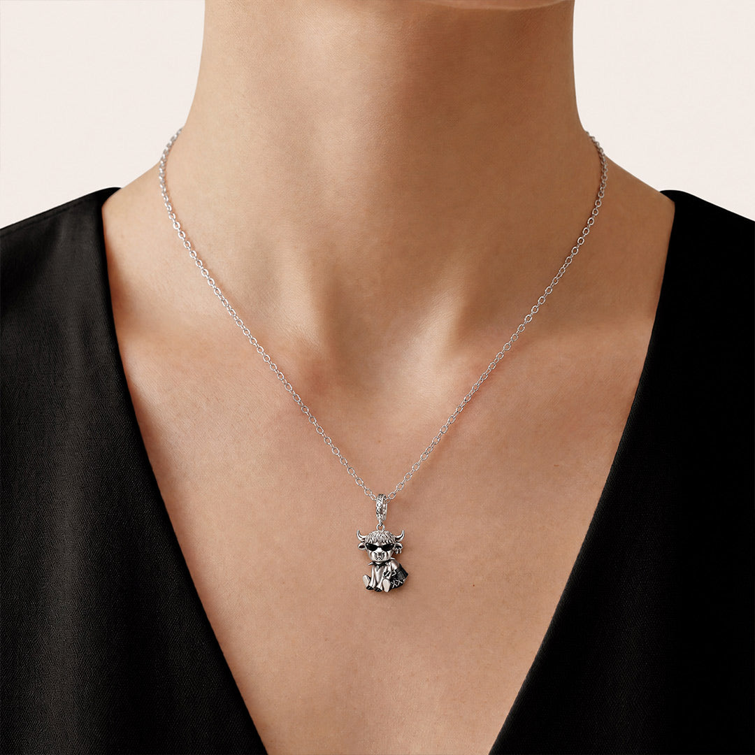 Gnoce Punk Glow‑in‑the‑dark Unbreakable Ox Rebel Clasp Dangle Charm Platinum‑plated Silver Blend_4