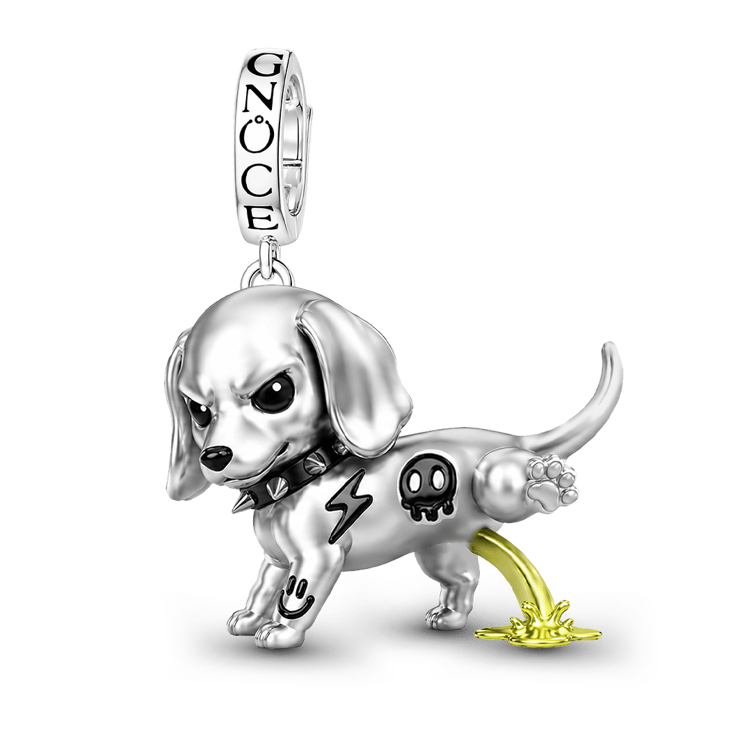 Gnoce Punk Glow‑in‑the‑dark Protective Dog Rebel Clasp Dangle Charm Platinum‑plated Silver Blend_2