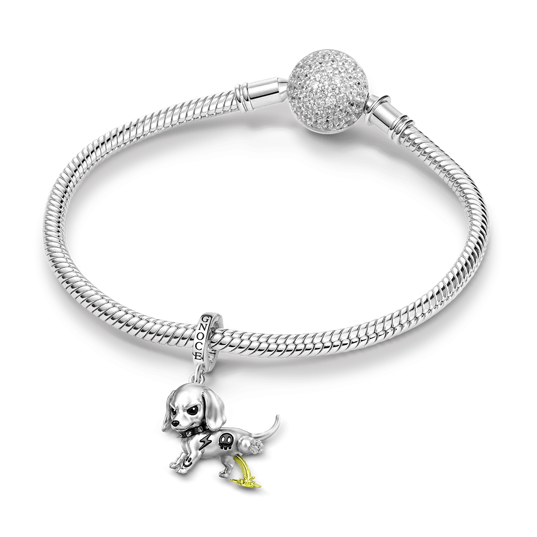 Gnoce Punk Glow‑in‑the‑dark Protective Dog Rebel Clasp Dangle Charm Platinum‑plated Silver Blend_5