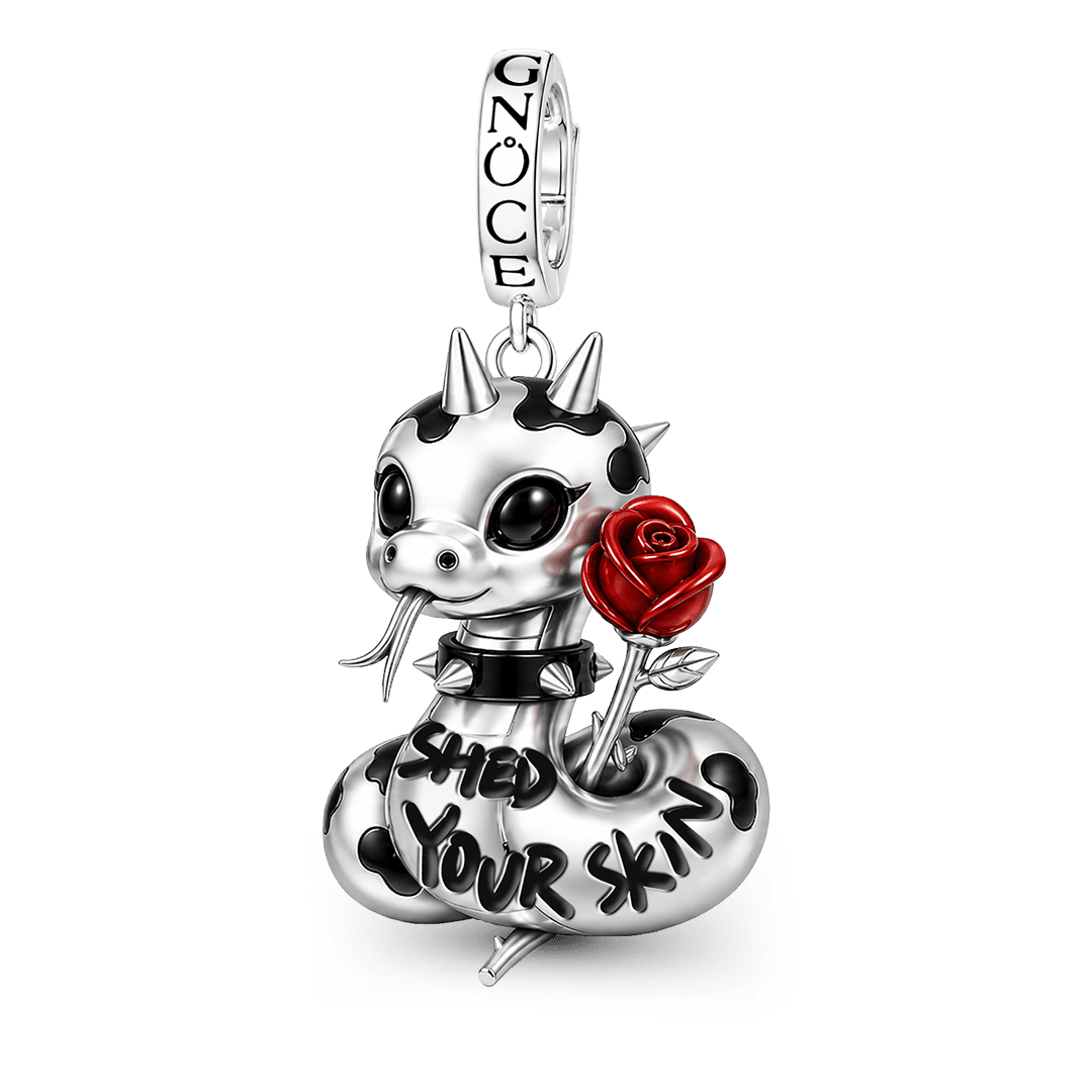 Gnoce Punk Glow‑in‑the‑dark Seductive Snake Rebel Clasp Dangle Charm Platinum‑plated Silver Blend_2
