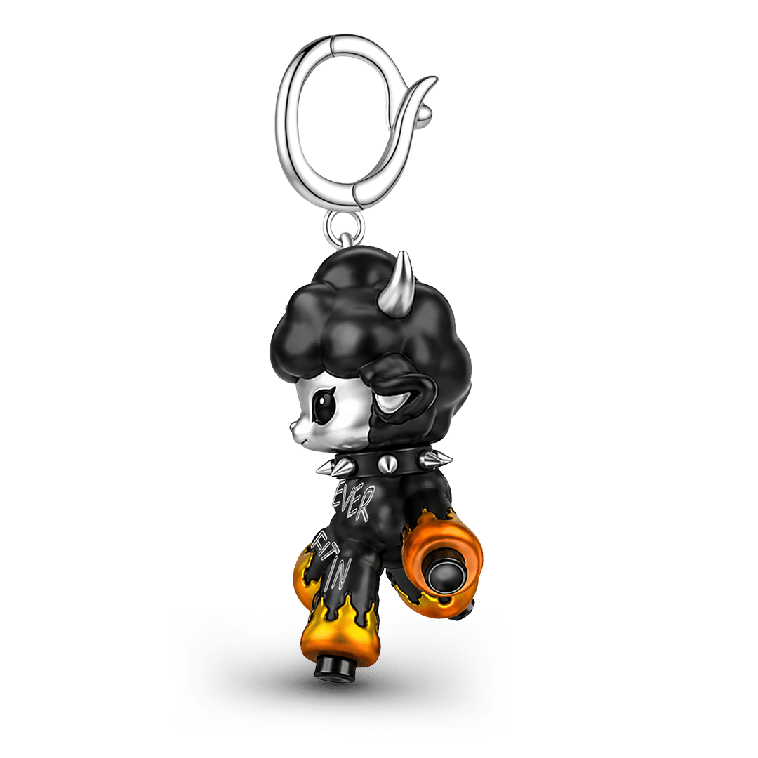 Gnoce Punk Glow‑in‑the‑dark Individual Goat Rebel Clasp Dangle Charm Black Gold-plated Silver Blend_6