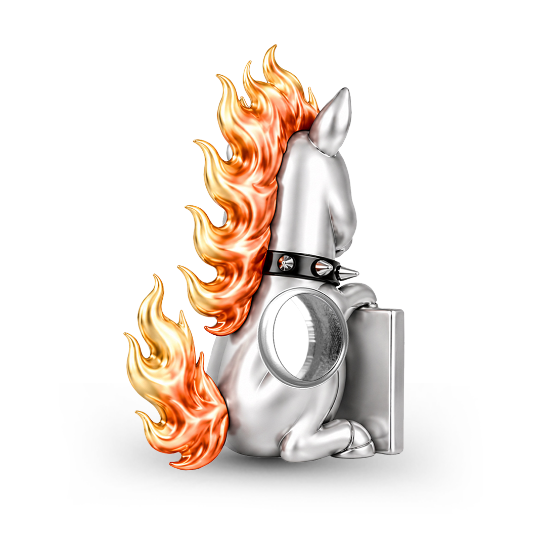 Gnoce Punk Glow‑in‑the‑dark Untamed Horse Rebel Bead Charm Platinum‑plated Silver Blend_7