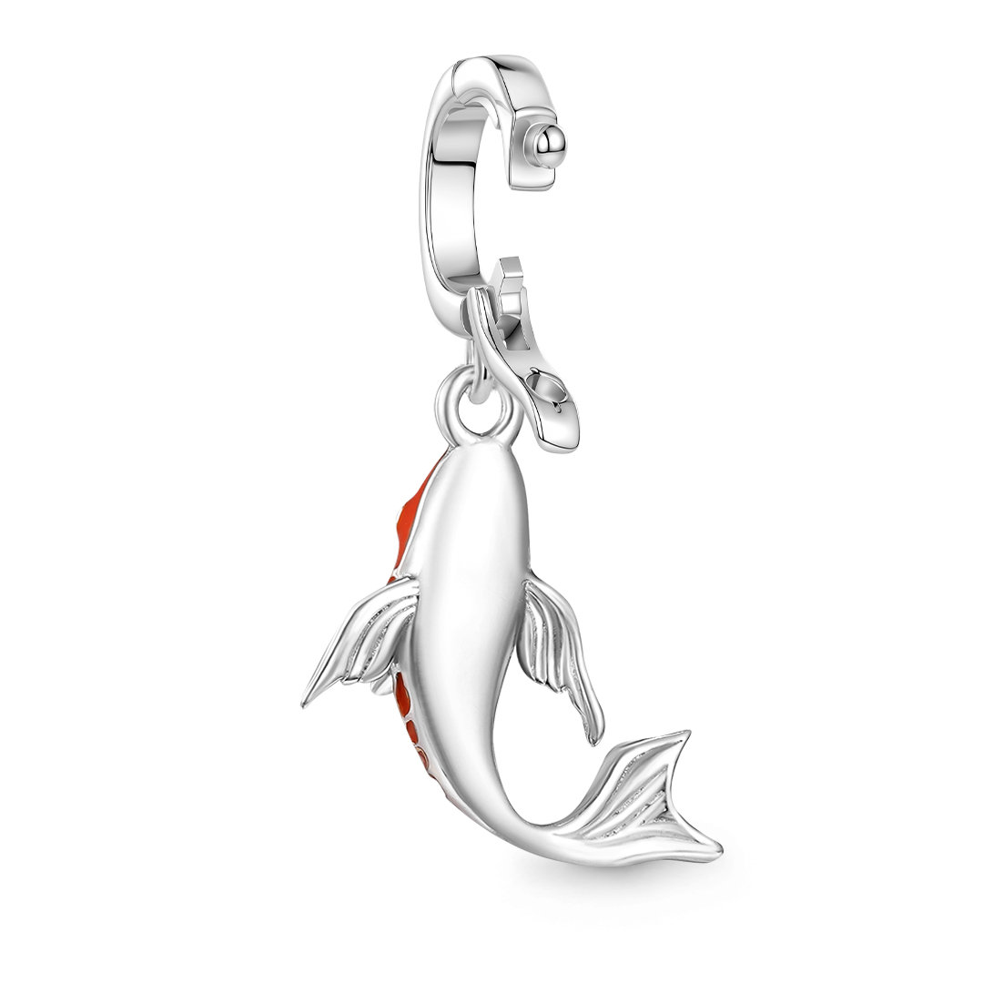 Gnoce Lucky Carp Fish Charm Platinum-plated Silver Blend_5