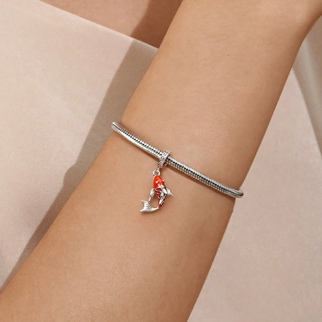 Gnoce Lucky Carp Fish Charm Platinum-plated Silver Blend_2