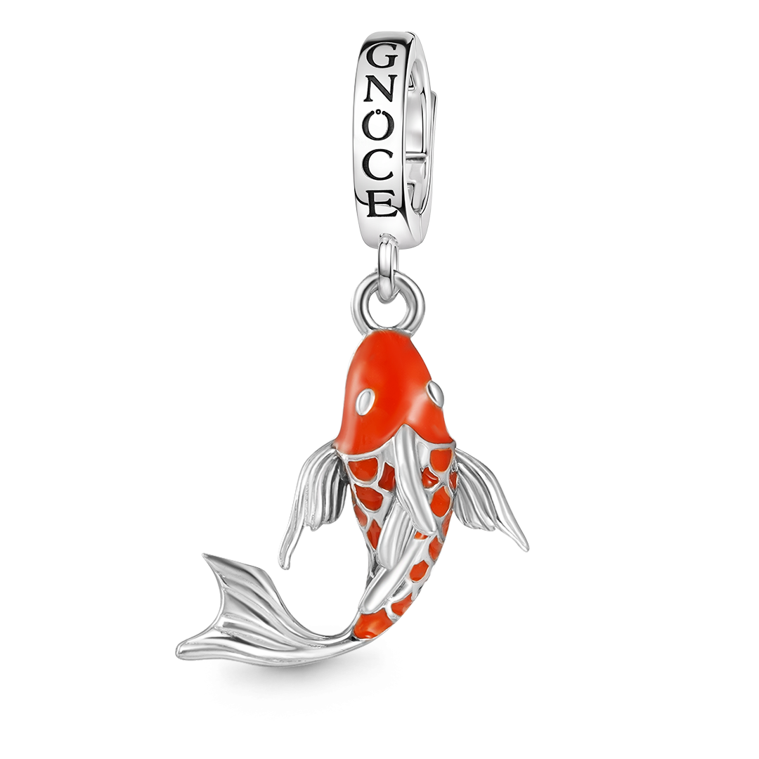 Gnoce Lucky Carp Fish Charm Platinum-plated Silver Blend_1