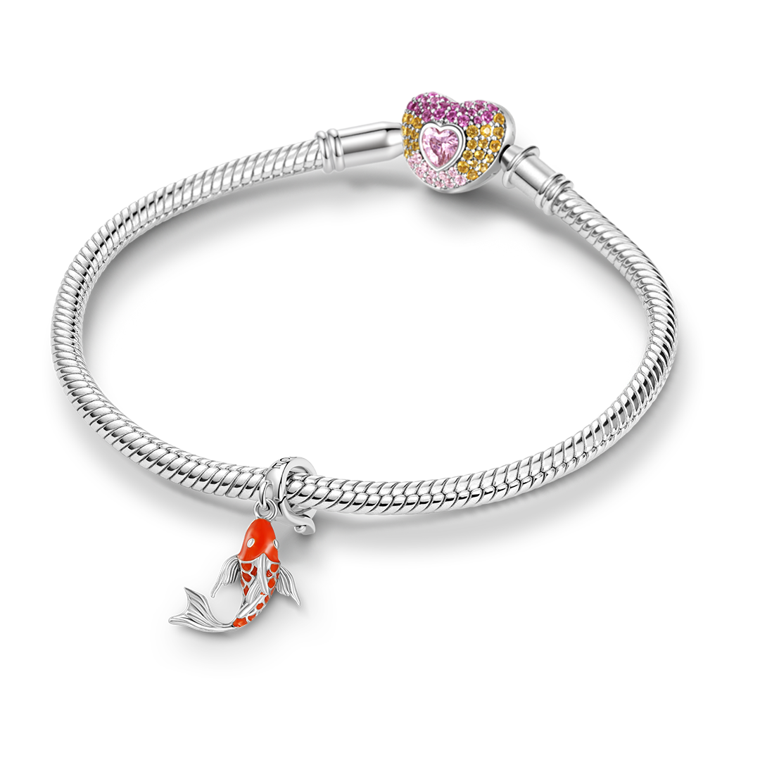 Gnoce Lucky Carp Fish Charm Platinum-plated Silver Blend_3