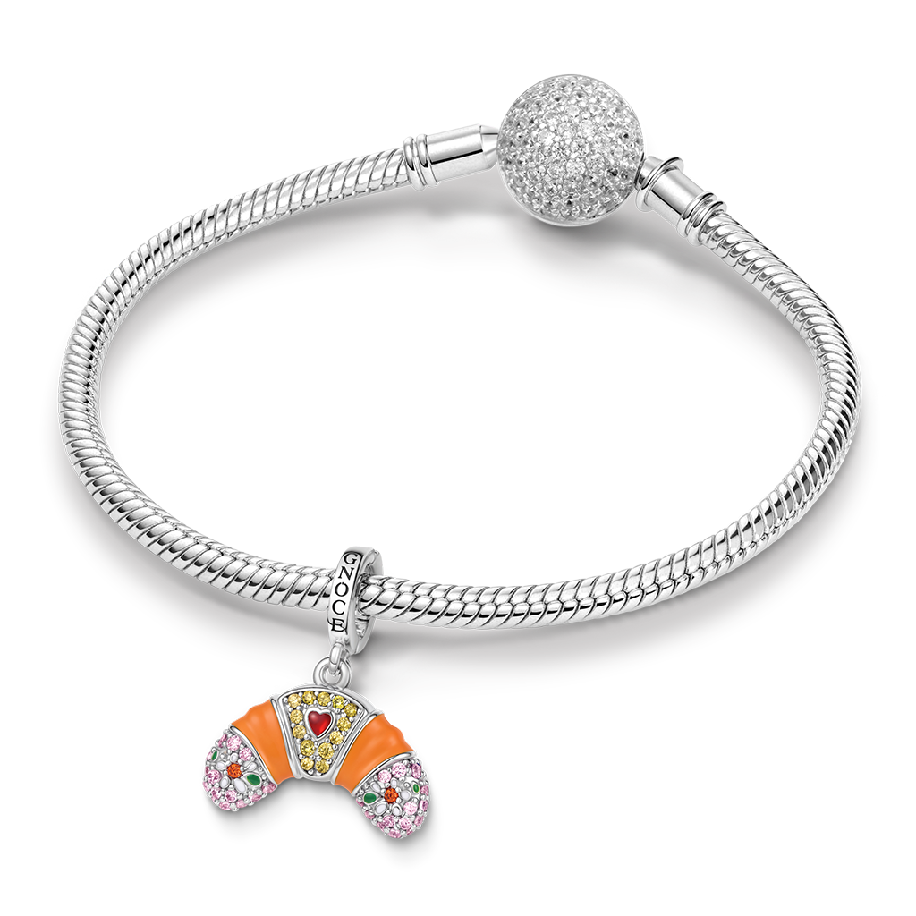 Gnoce Croissant Dangle Charm Platinum-plated Silver Blend_3