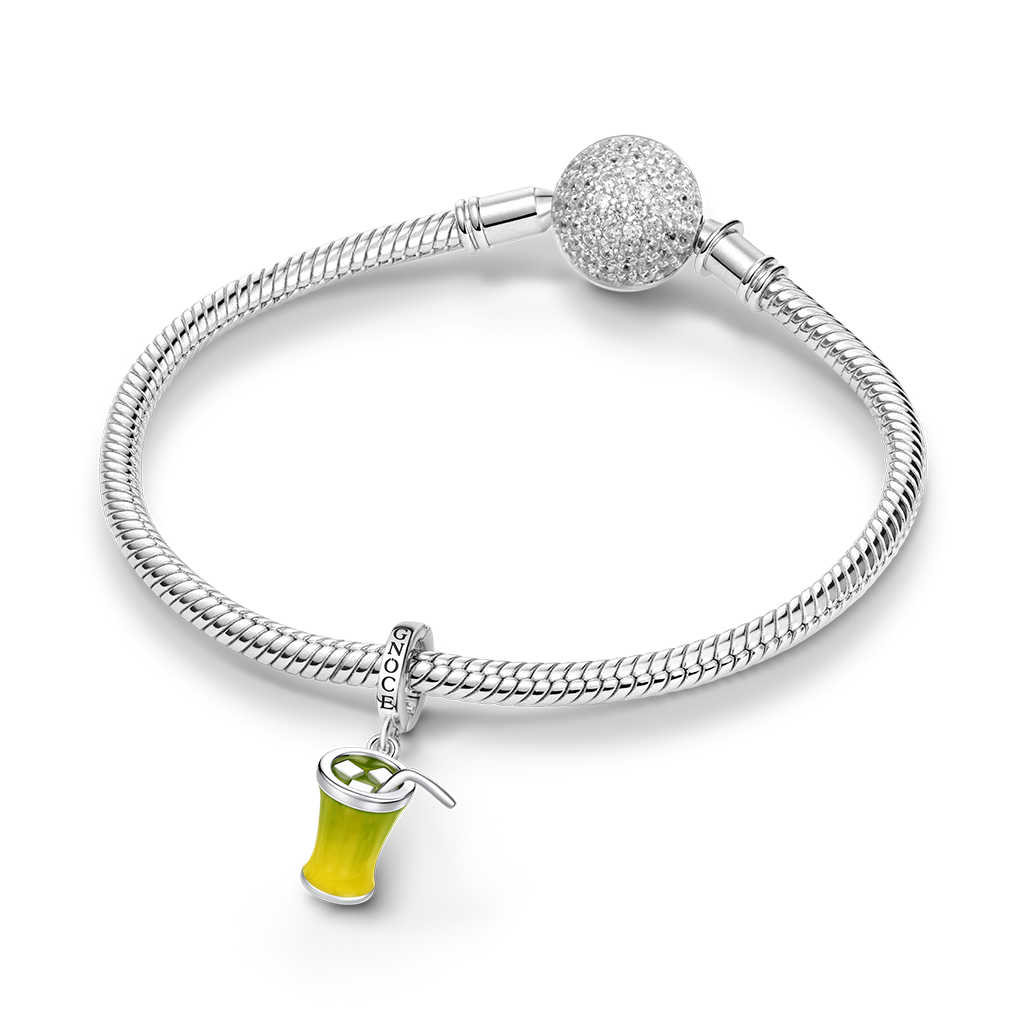 Gnoce Matcha Latte Dangle Charm Platinum-plated Silver Blend_3