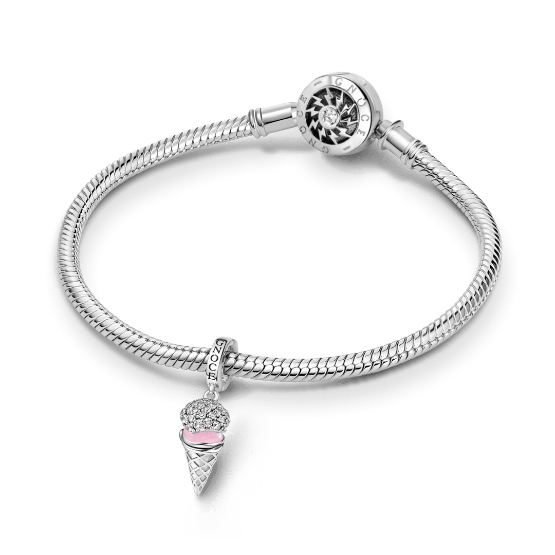Gnoce Ice Cream Can Open Dangle Charm Platinum-plated Silver Blend_4
